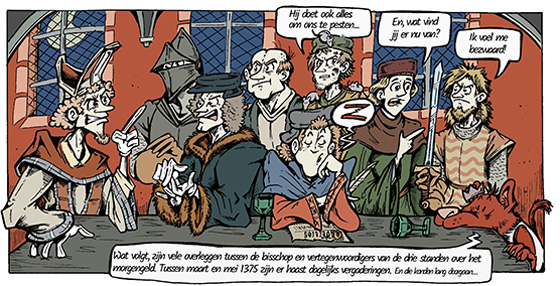 Bezegeling van de Stichtse Landbrief, tekening van Roos in 't Veld